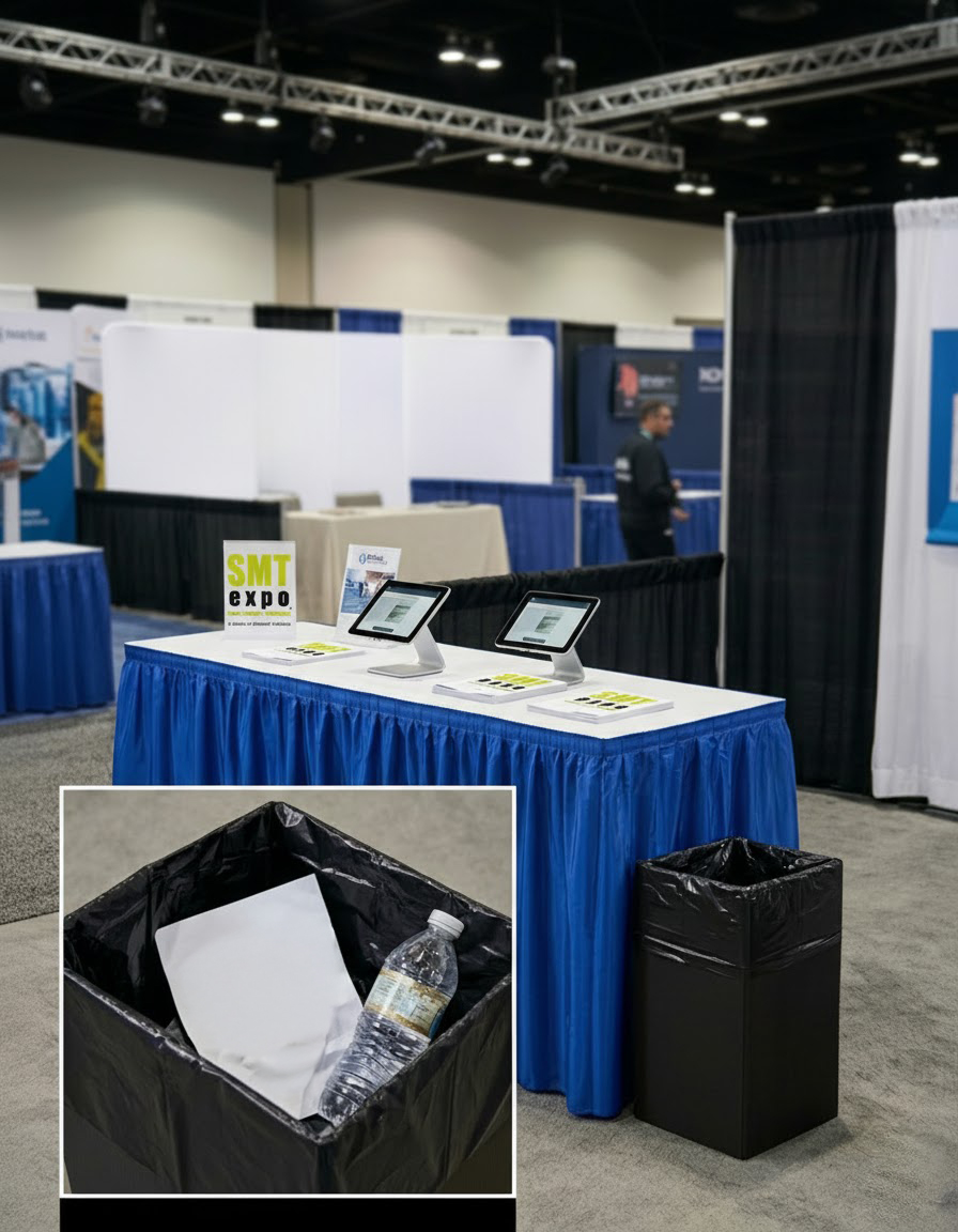 SMT Expo staple-free trade show table covers at a live show